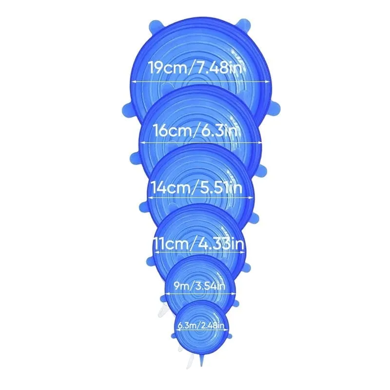 Couvercles en silicone extensibles - Ensemble de 6 pièces bleu